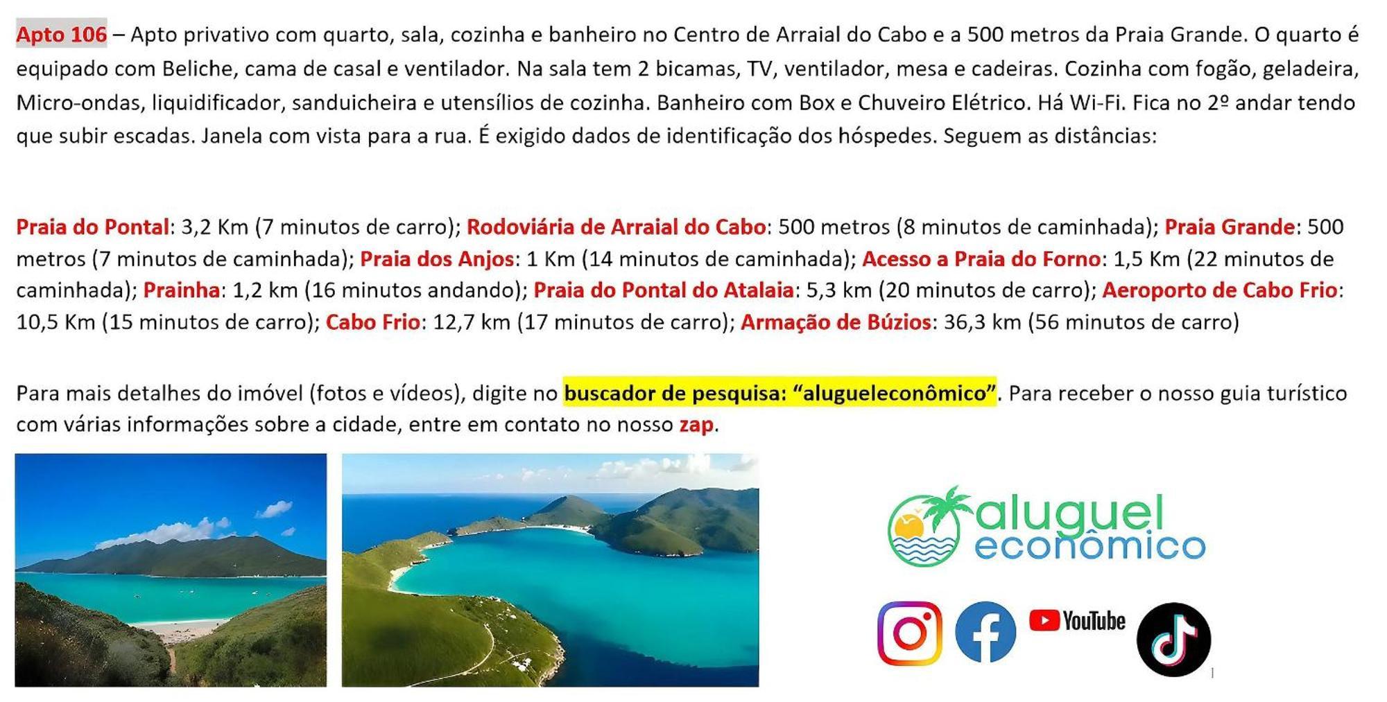 Arraial Do Cabo - Brisas Do Farol - Aluguel Economico Apartment Bagian luar foto