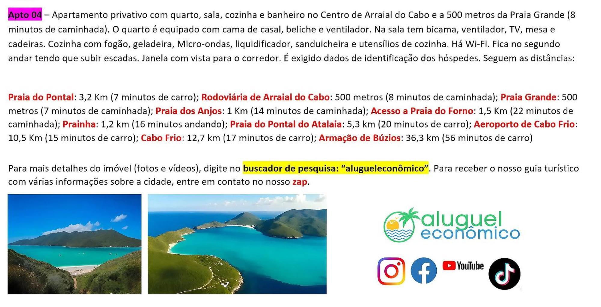 Arraial Do Cabo - Brisas Do Farol - Aluguel Economico Apartment Bagian luar foto